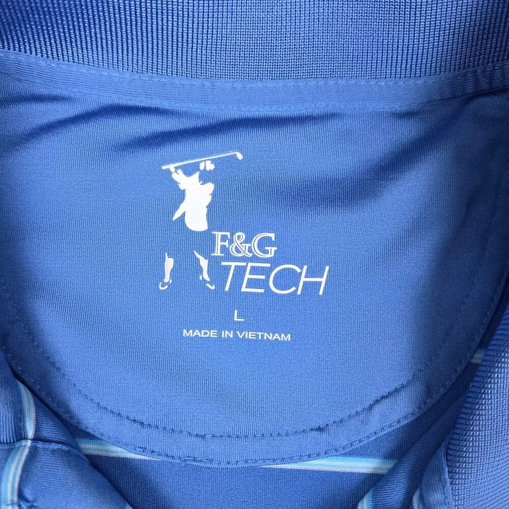 Fairway & Greene F&G Tech Large Blue Stripe Golf Polo Shirt The Ridge Logo - Picture 5 of 10